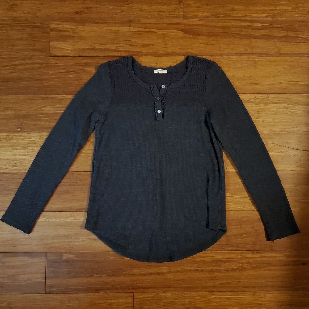 Anthropologie Dark Gray Long Sleeve Top